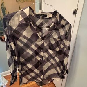 Fun 2 Fun Black and White Plaid Blouse